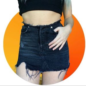 BDG Distressed Black Denim Mini Skirt